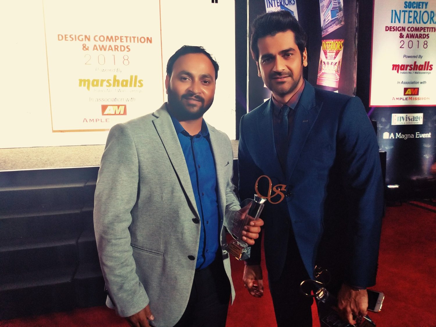 Pawan Kumar Bhatt with a guest at the Society Interiors 2018 awards ceremony